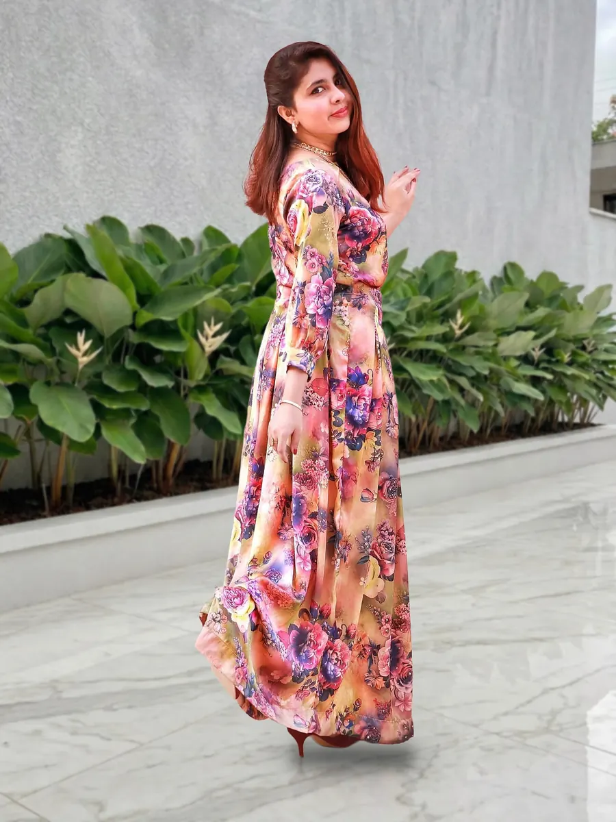 Alluring, printed silk blouse and skirt