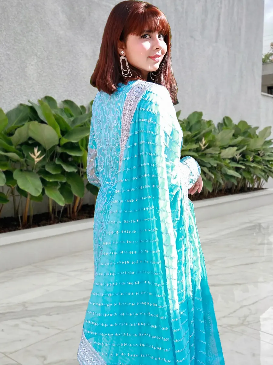 Thread and Sequin Gharara Set, short shirt with a voluminous banarsi gharara