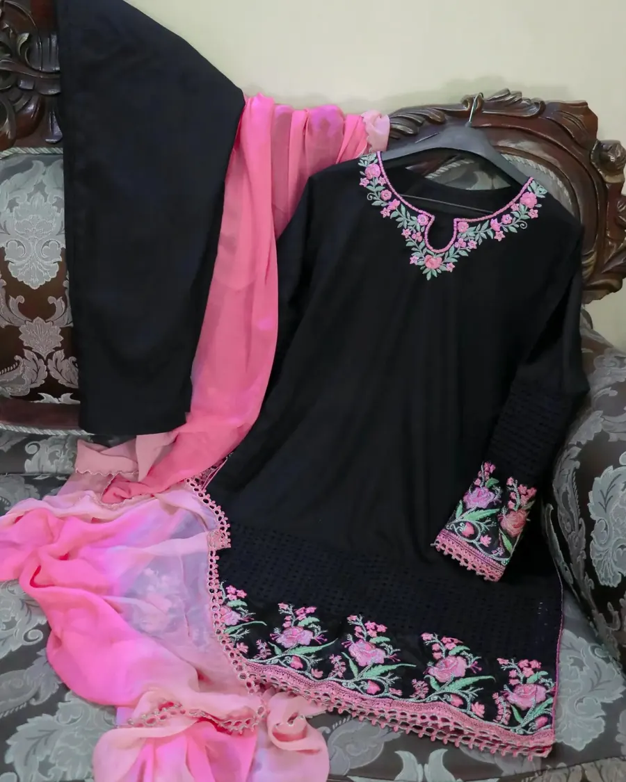 Black Cutwork Three-Piece, photo 3 of 5
