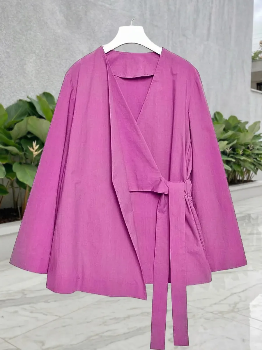 Cotton Silk Wrap Top, tie-waist wrap top in three colours