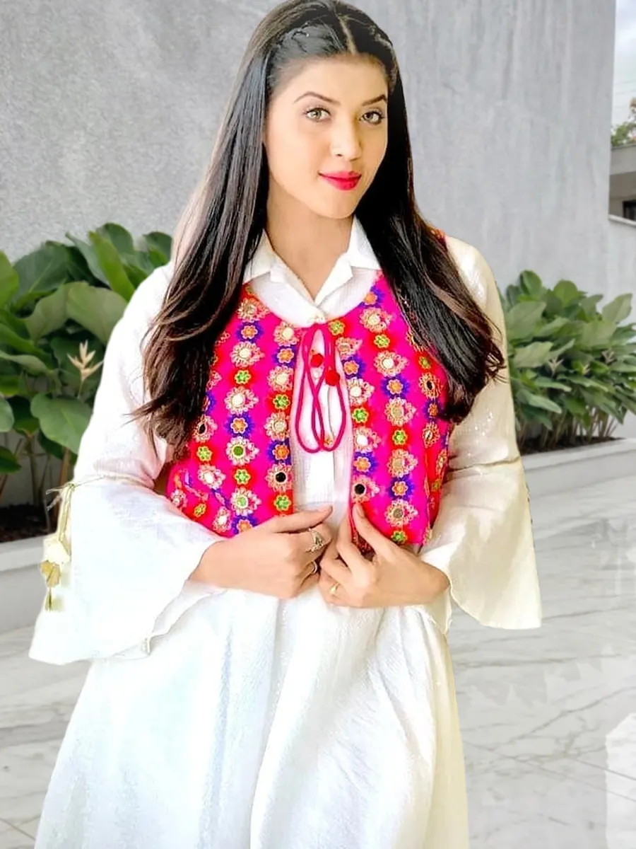 Crystal, shimmery lawn umbrella frock with a jacket