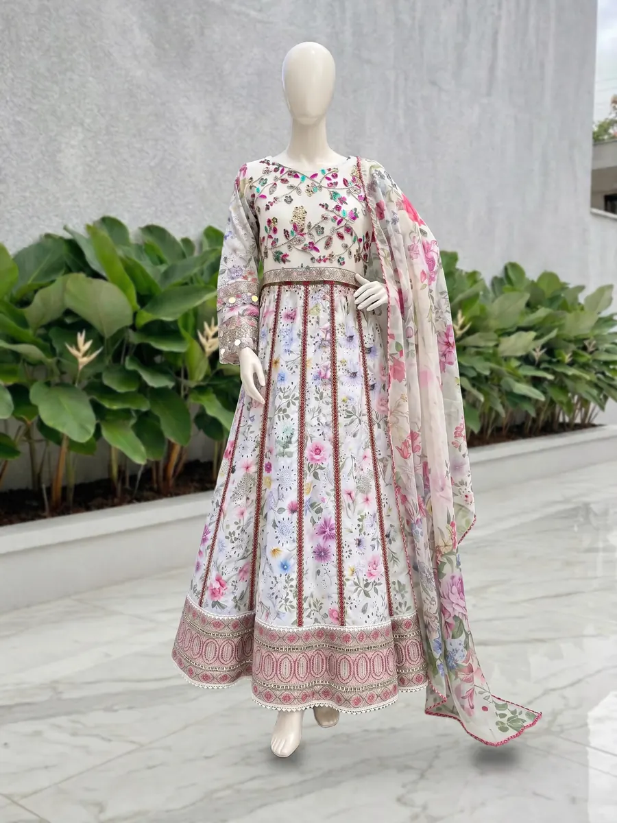 Ivory Chikankari Frock, photo 3 of 9