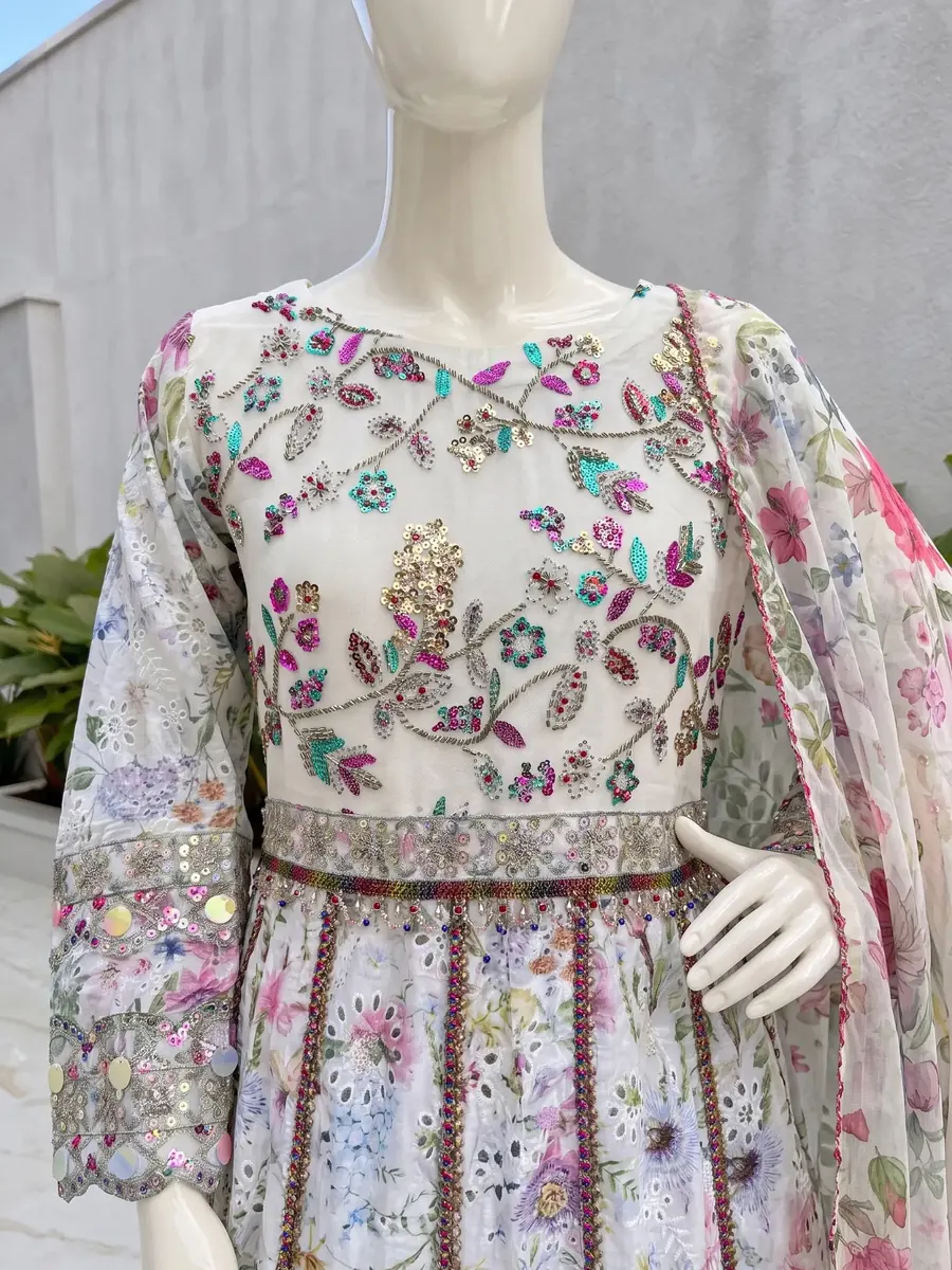 Ivory Chikankari Frock, photo 8 of 9