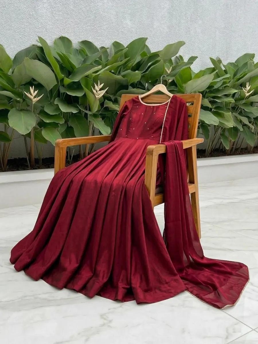 Maroon Raw Silk Frock, photo 4 of 6