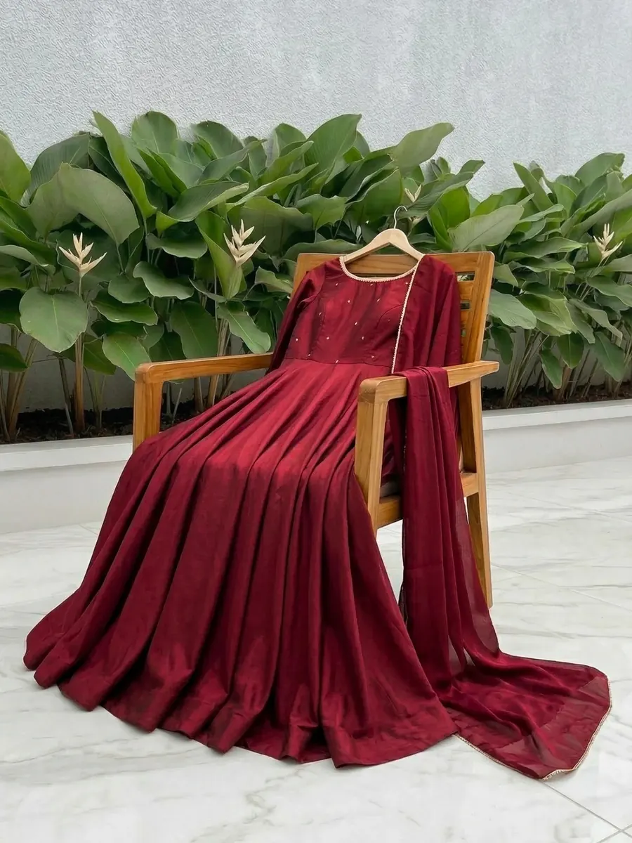 Maroon Raw Silk Frock, photo 5 of 6
