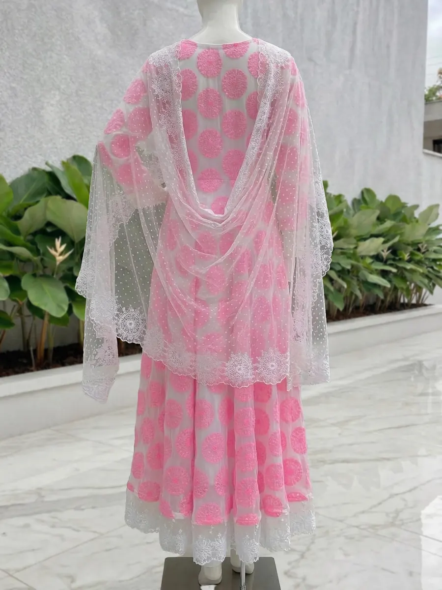 Pink Embroidered Net Frock, photo 6 of 8