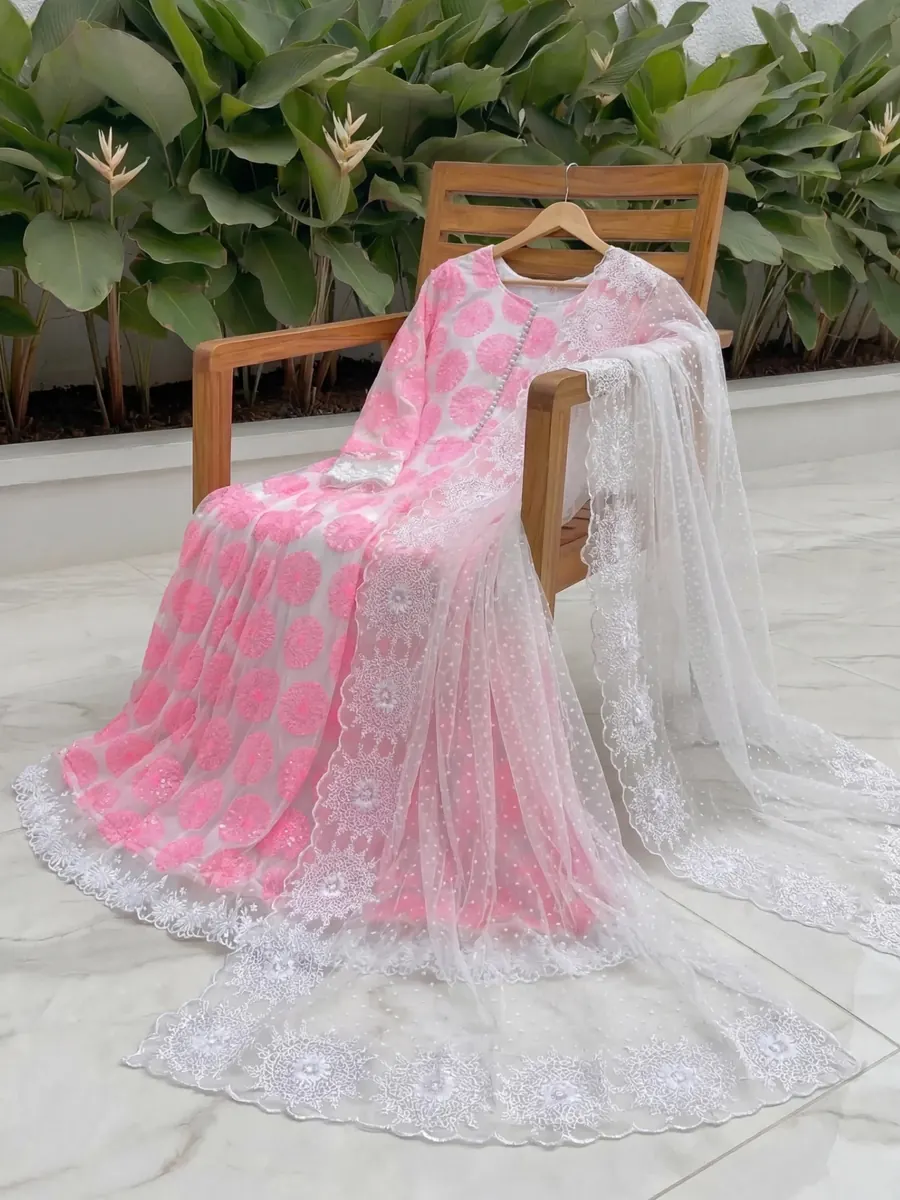 Pink Embroidered Net Frock, photo 8 of 8