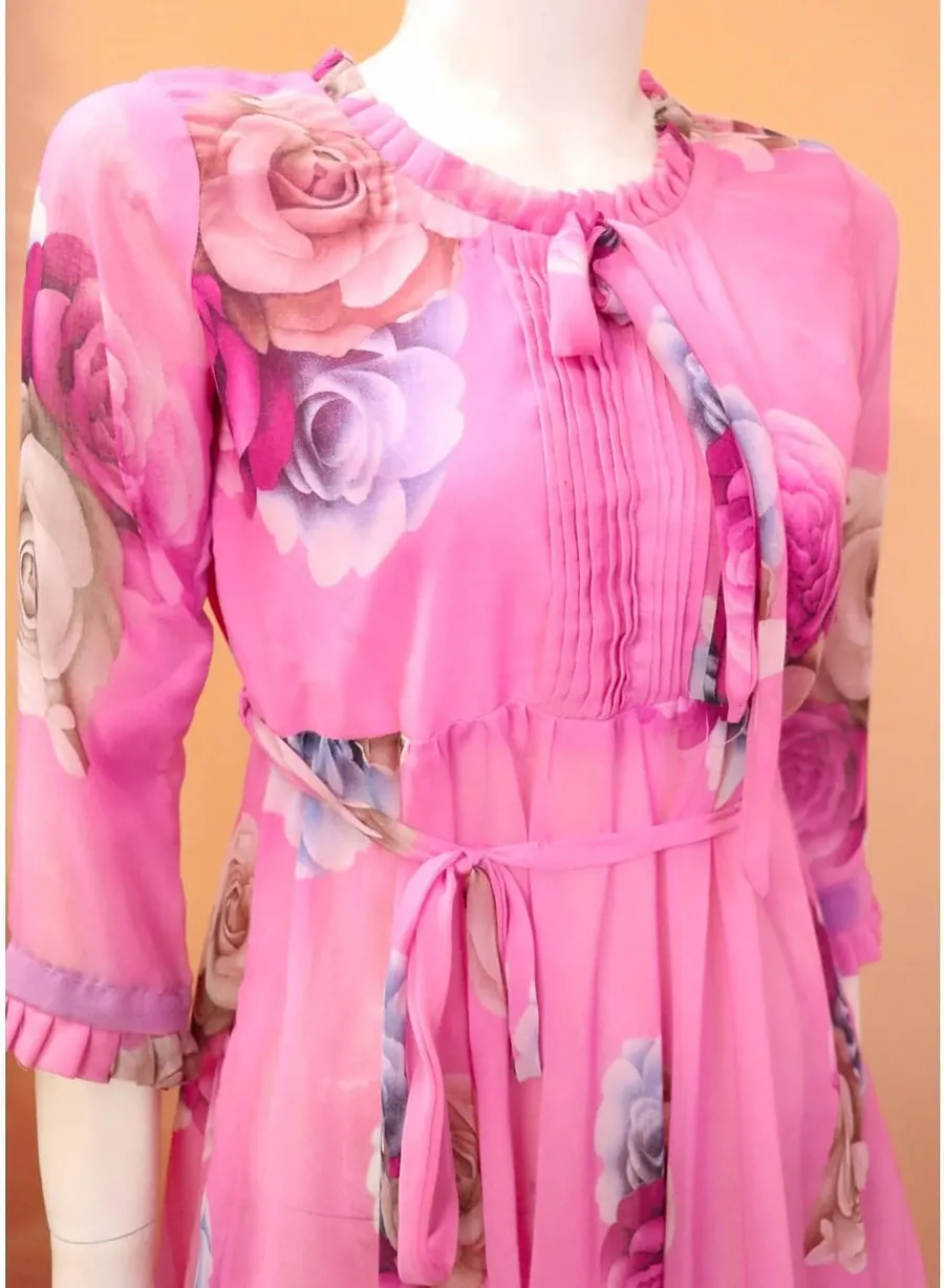 Pink Floral Chiffon Frock, photo 6 of 6