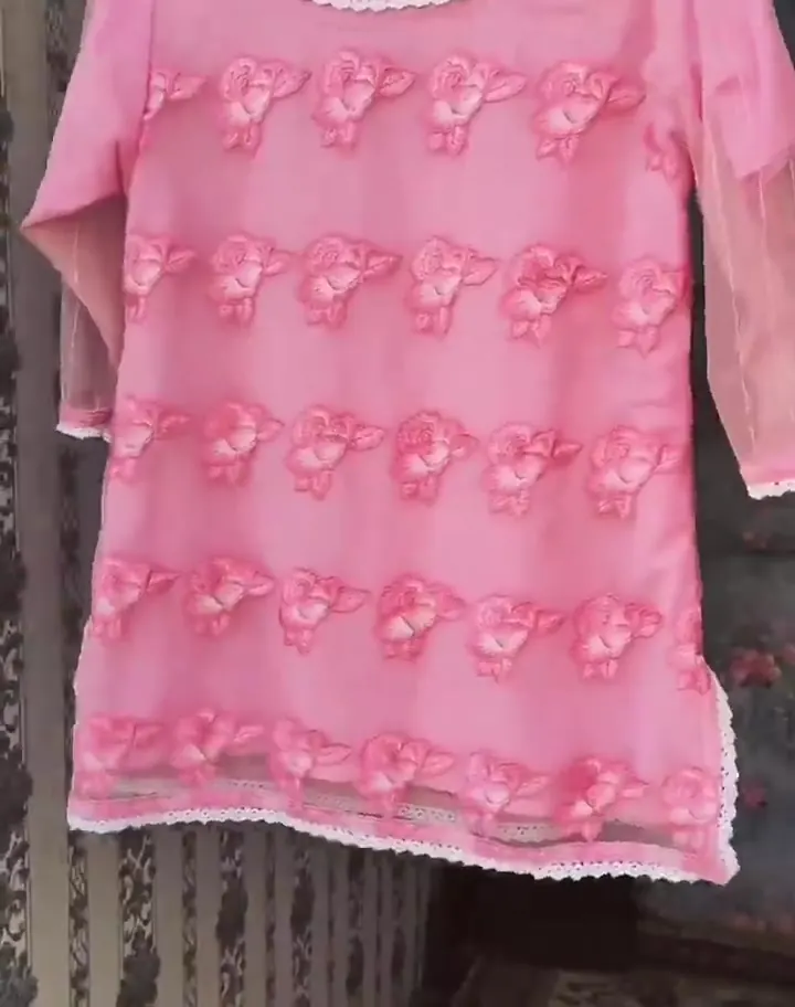 Pink Embroidered Net Shirt, photo 2 of 2