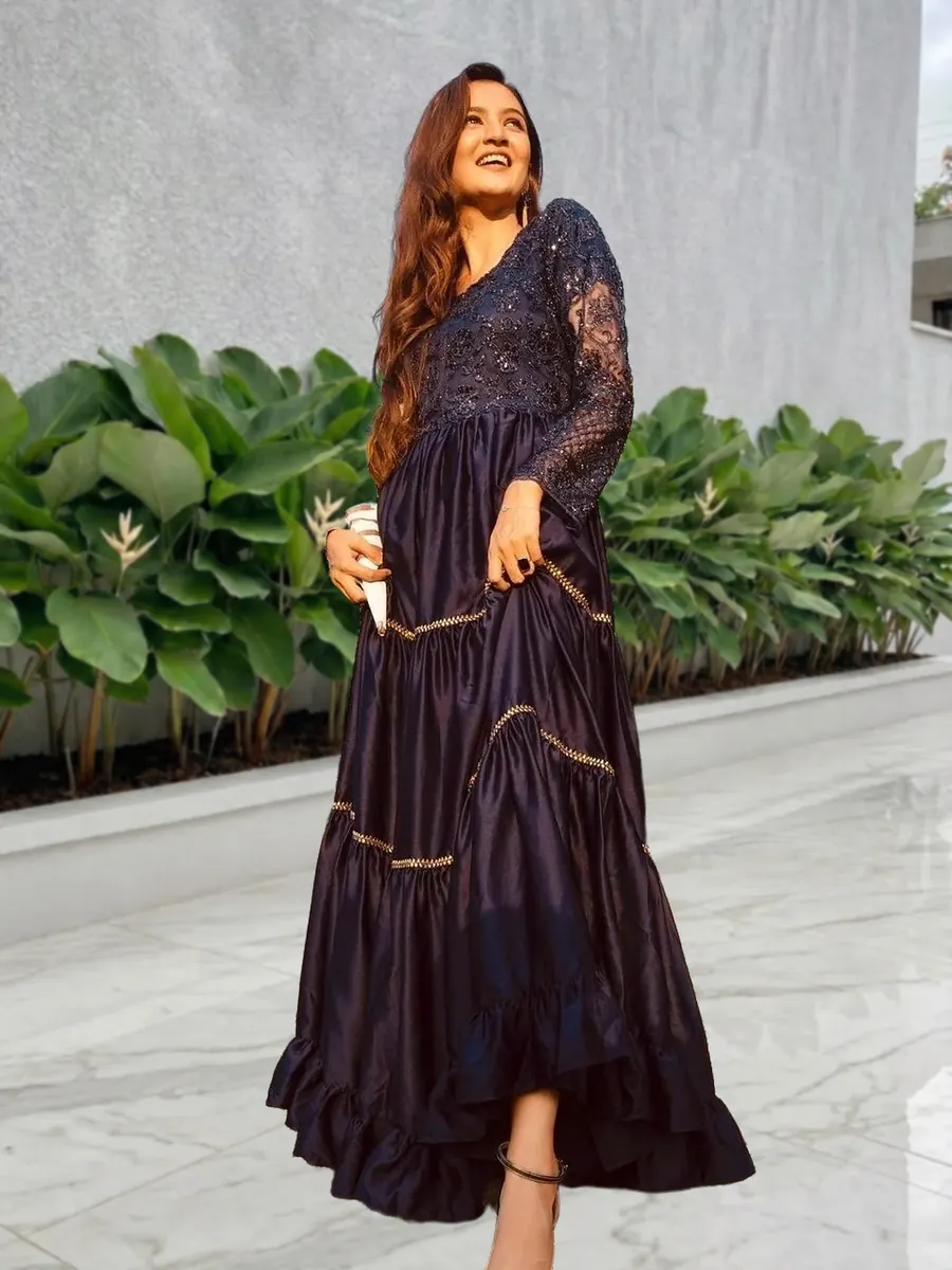 Shamose Silk Gown, floor-length gown in bright colours