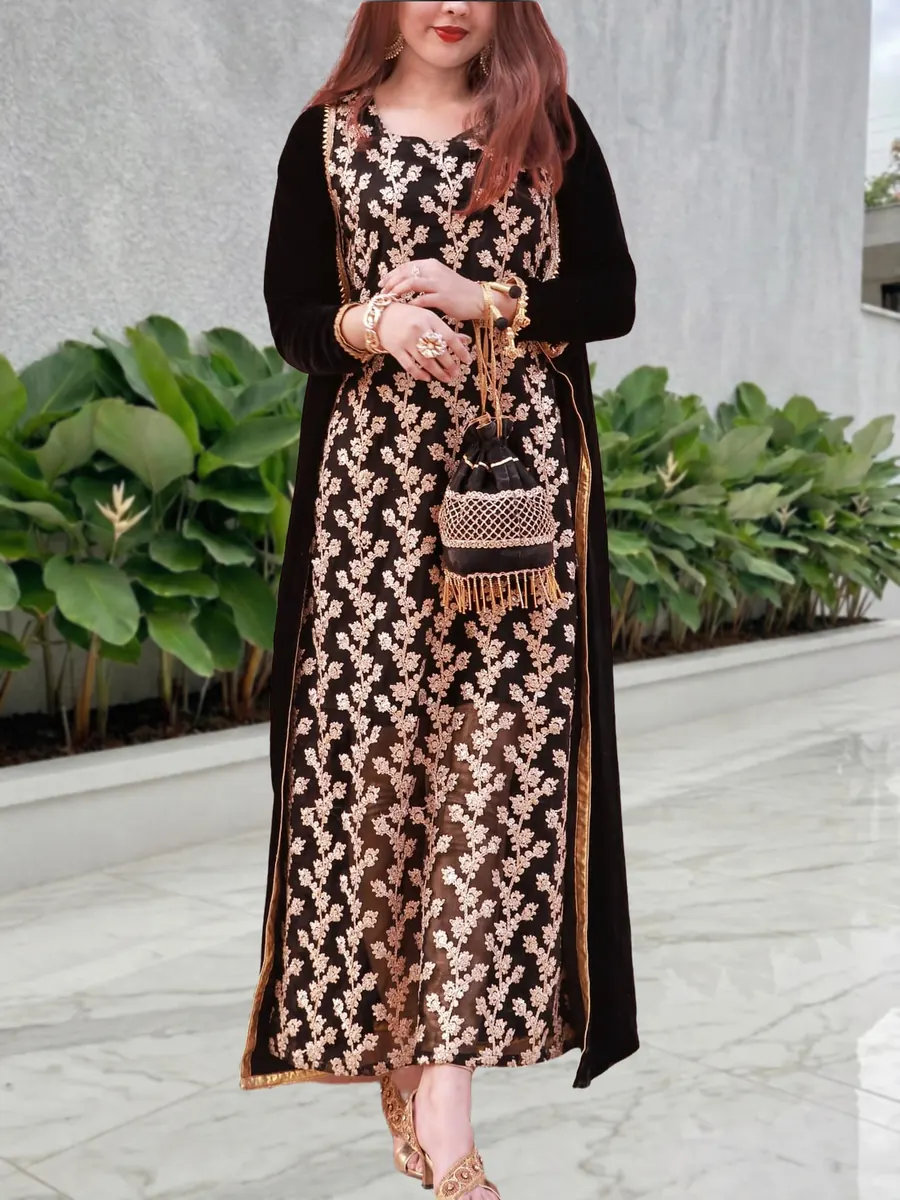 So Beautiful, chiffon shirt with a long velvet shrug