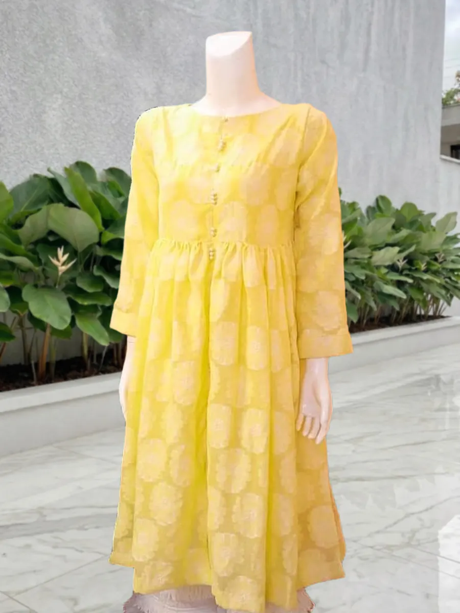 Sunflower, lemon yellow broshia frock