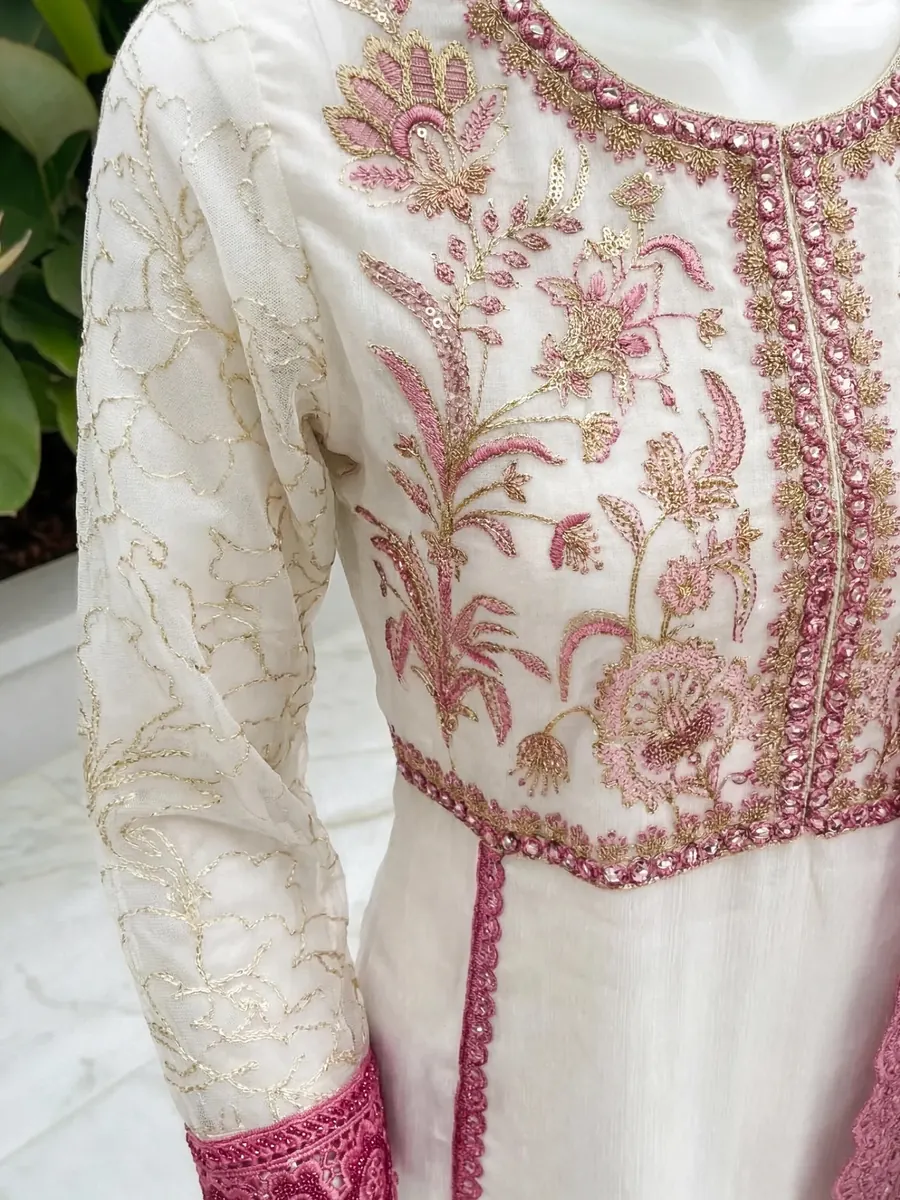 White Embroidered Plazo Set, photo 6 of 8