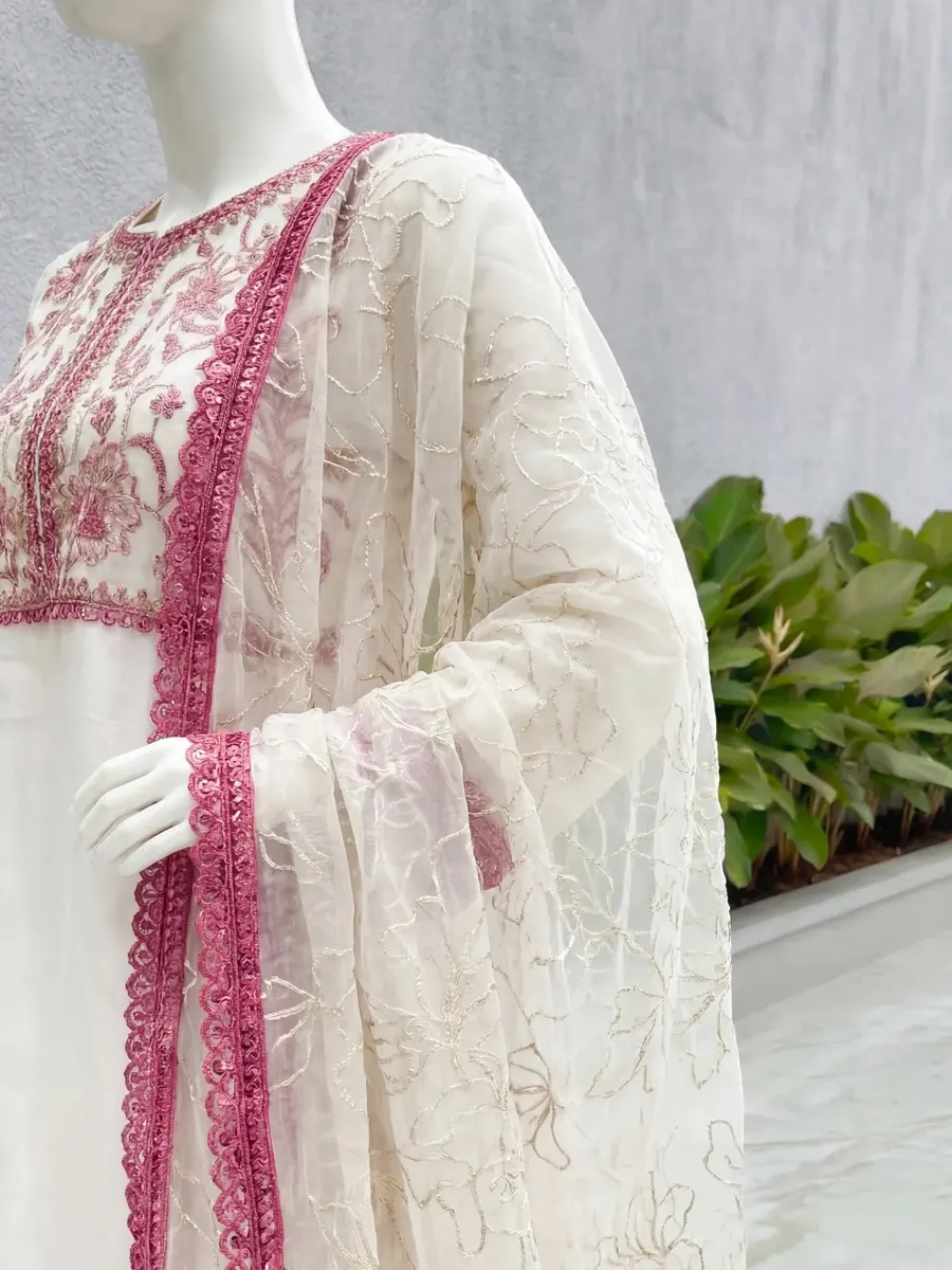 White Embroidered Plazo Set, photo 7 of 8
