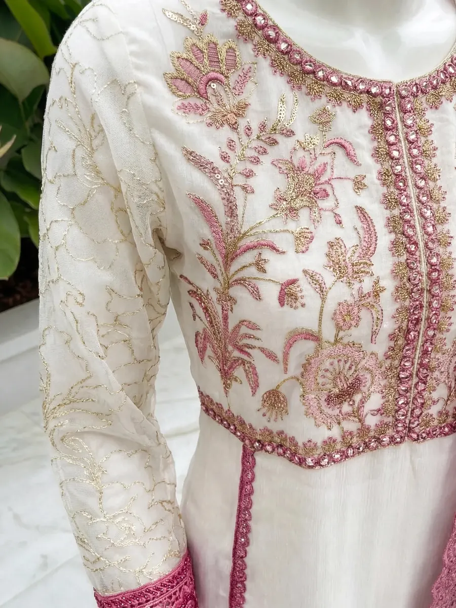 White Embroidered Plazo Set, photo 8 of 8