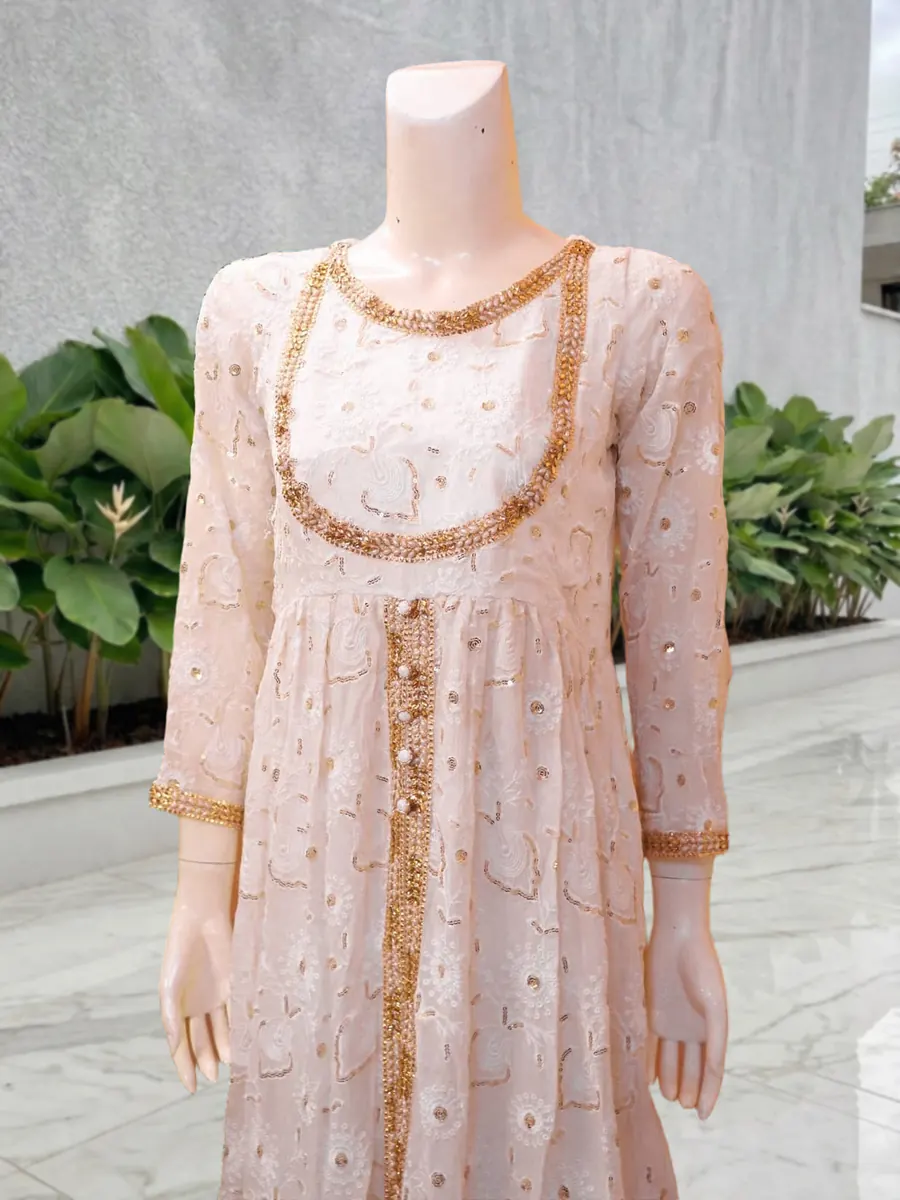 White and Gold Chikankari Peshwas, photo 3 of 8