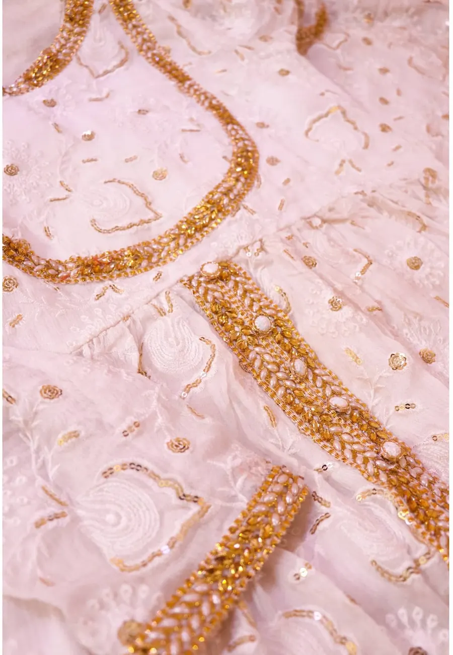 White and Gold Chikankari Peshwas, photo 7 of 8
