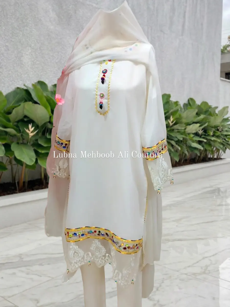 White Tassel Suit, summer three-piece with handmade tassels