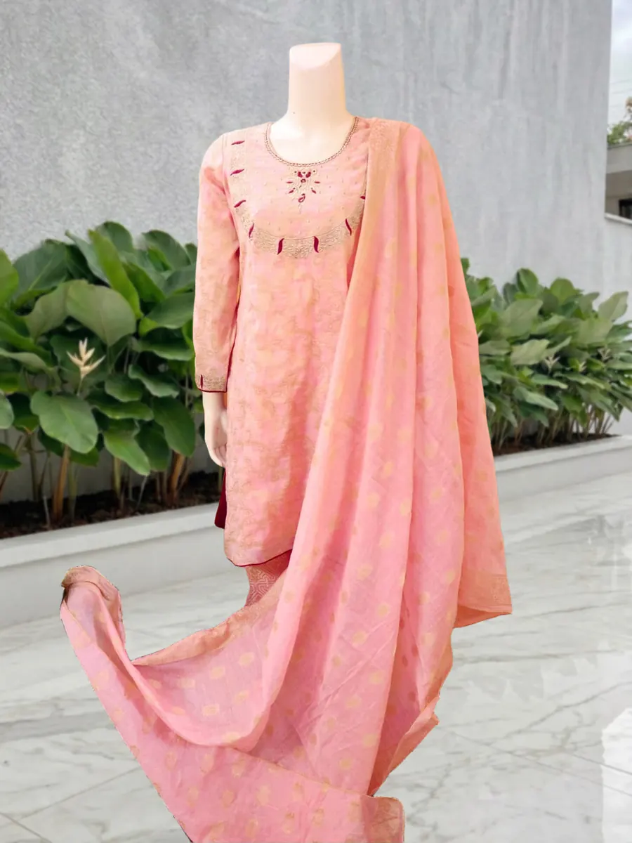 Zari Paper Cotton Suit, zari work on the body and sleeves